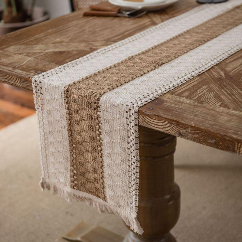 Caminho de mesa com franja 100% algodão boho 30 x 200cm - My Store