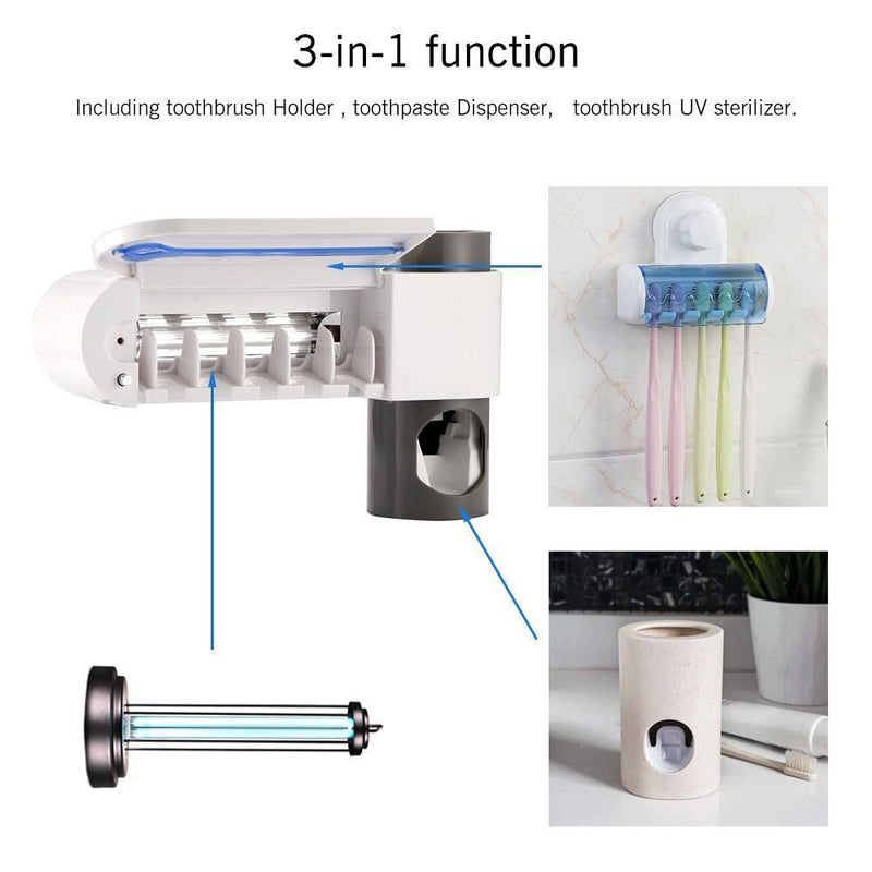Esterilizador UV de Escova de Dentes com dispenser para pasta de dentes - My Store
